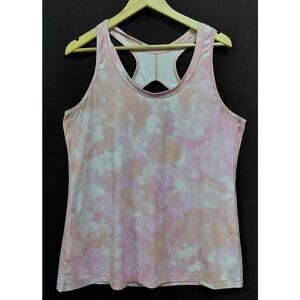 ATHLETA Tie-Dye Racerback Tank Top Pink Knit Sleeveless Women Size XL